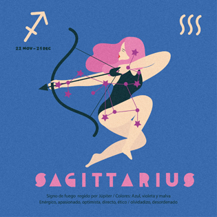Illustrated zodiac Sagittarius
