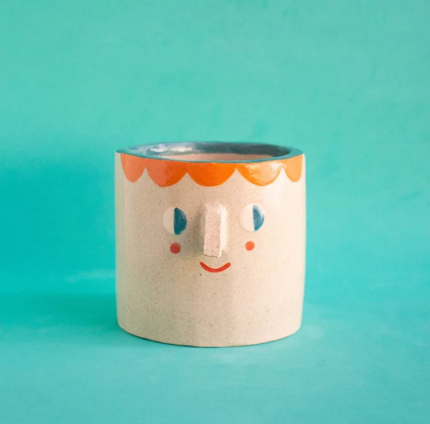 Friendly face pot orange