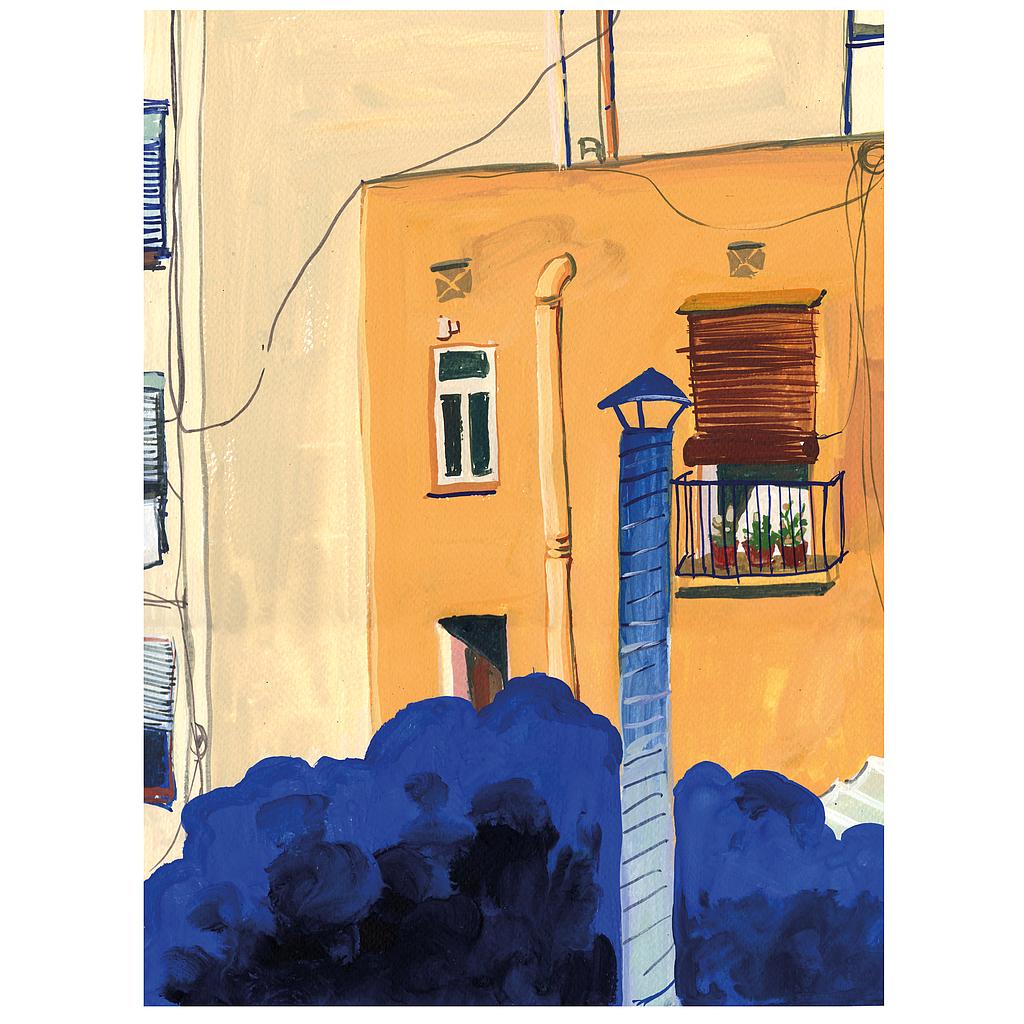 Little balcony on yellow building