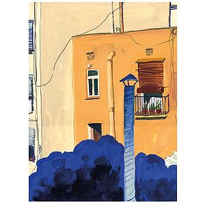 Little balcony on yellow building