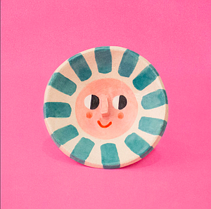 Happy sun teal trinket dish