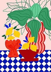 Blue tiles and lemons (S)
