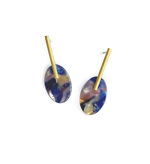 COBALT Acetate pendientes botón 