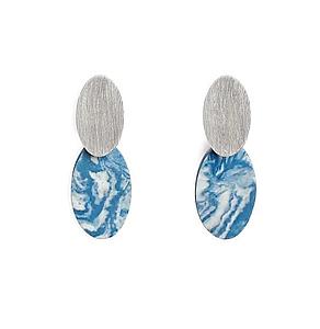 AZUL Porcelain pendientes ovalados