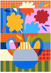 Colour blck flower jar (S)