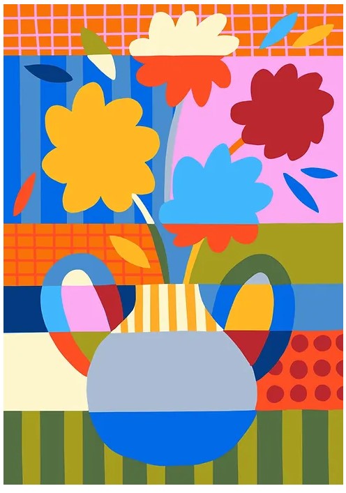 Colour block flower jar (M)