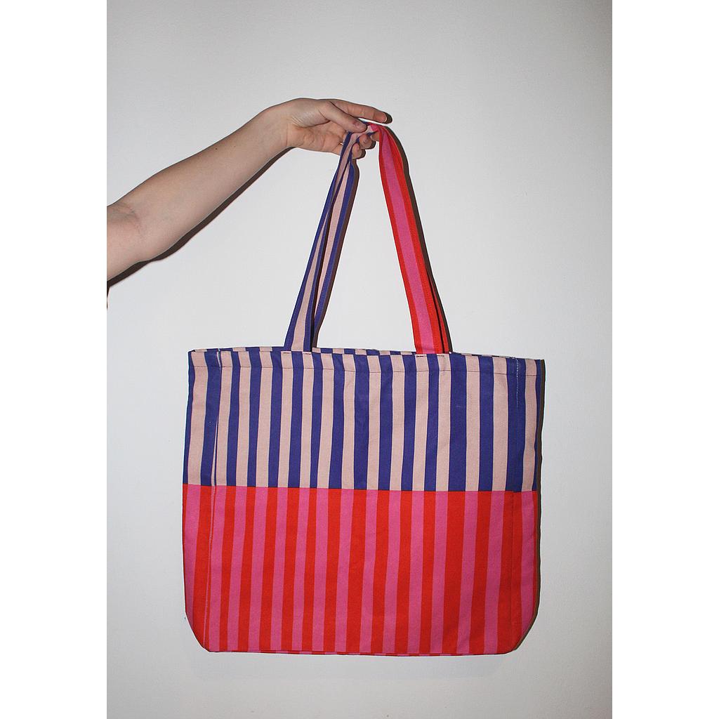 Tote C rayas rosa/rojo/azúl