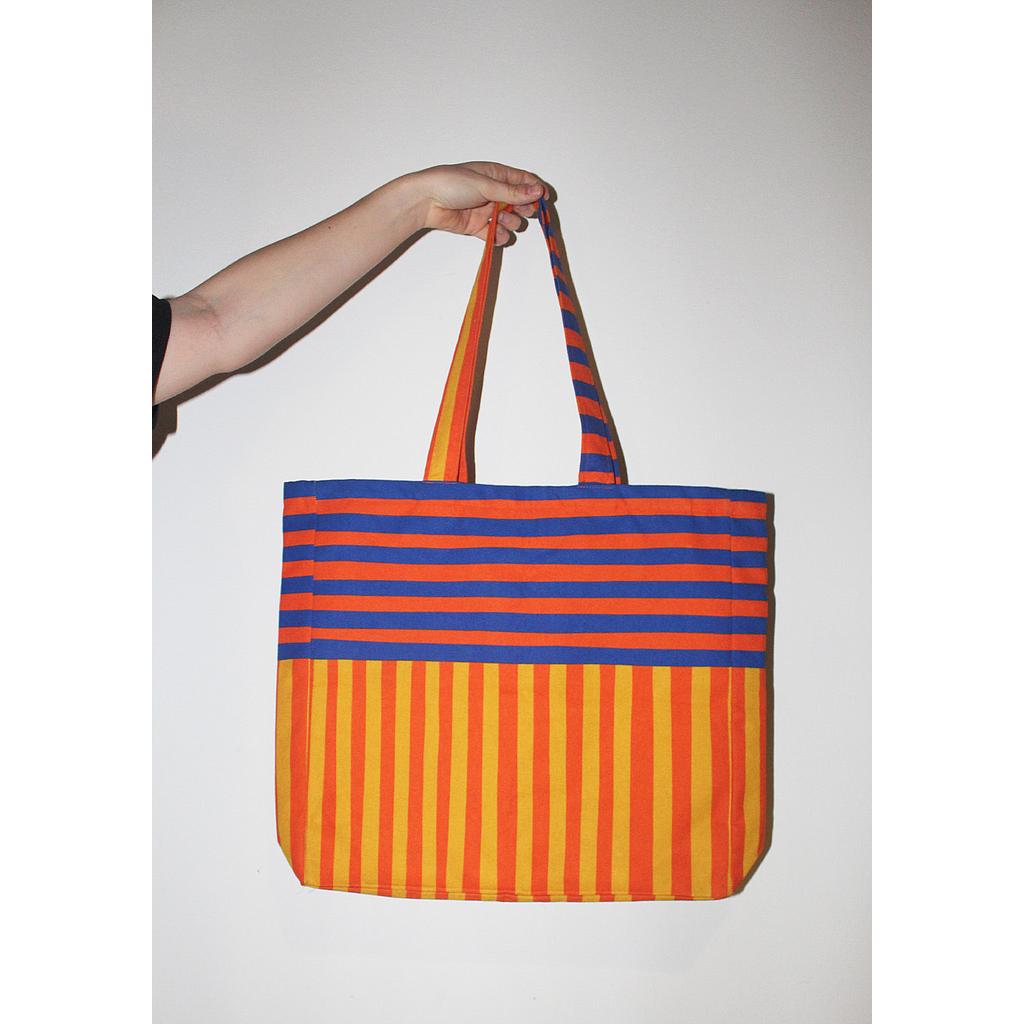 Tote F rayas naranja/azul