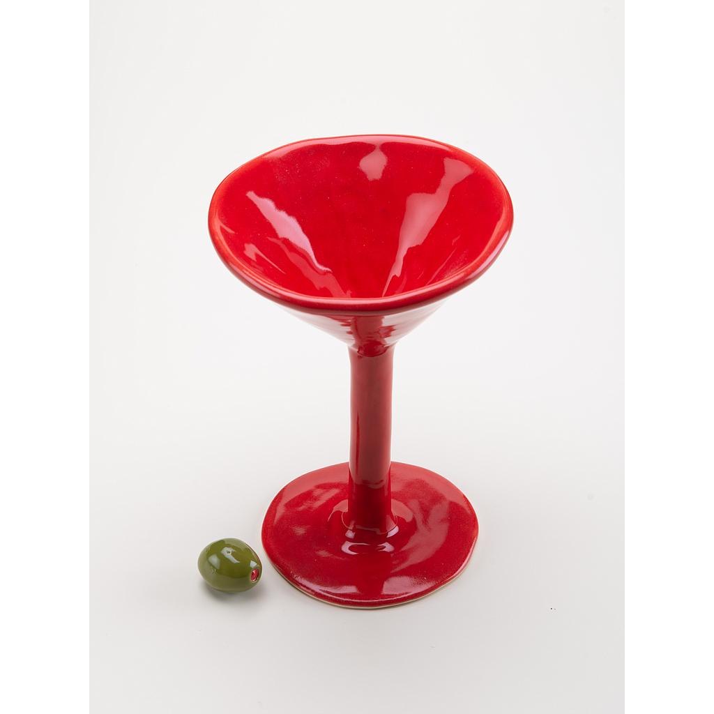  Martini Glass With Olive - Red