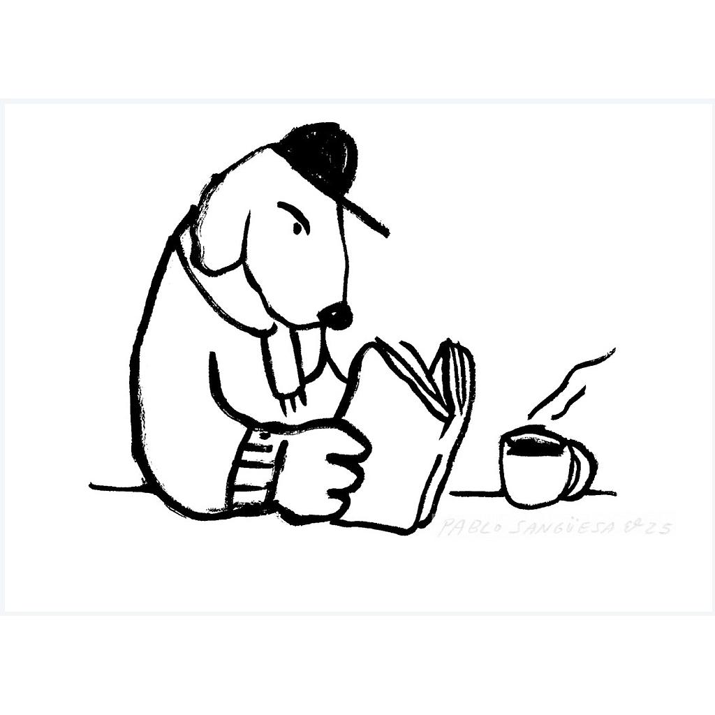 Perro leyendo - Postal