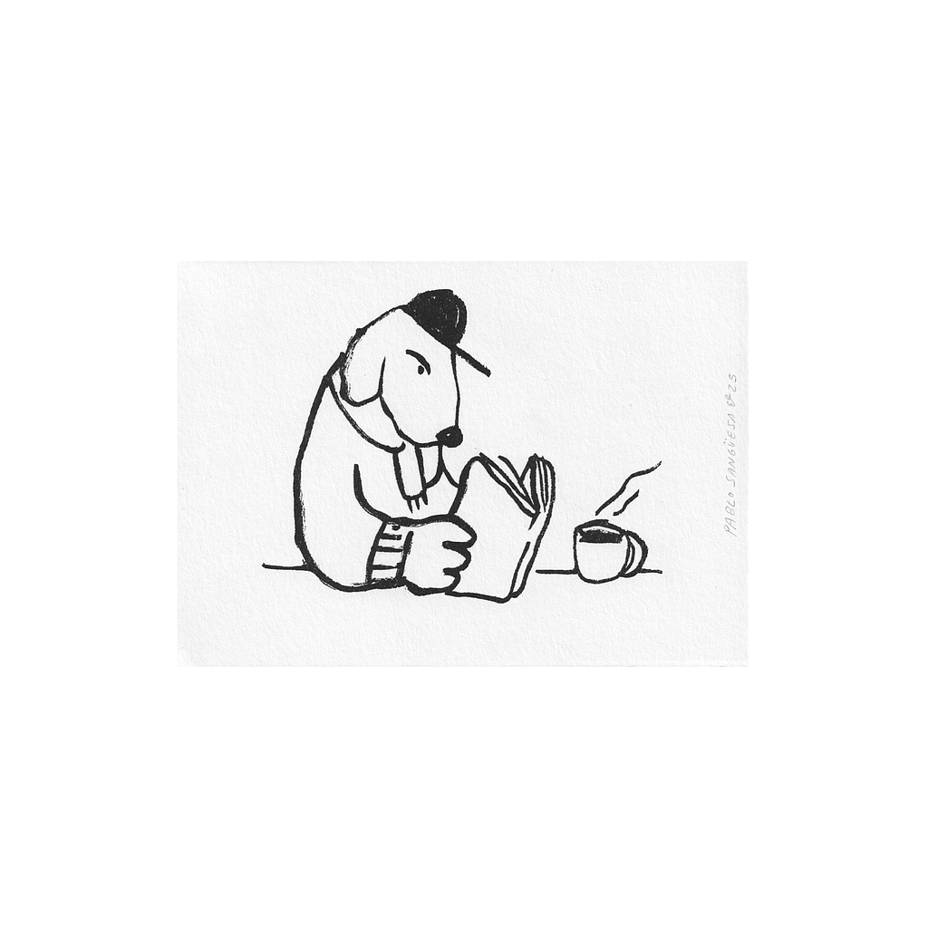Perro leyendo - Postal
