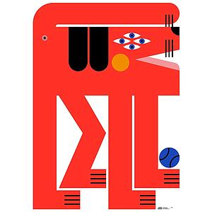 RED DOG WITH BLUE BALL