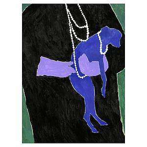 Blue dog with pearls