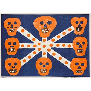 Ocho calaveras naranjas