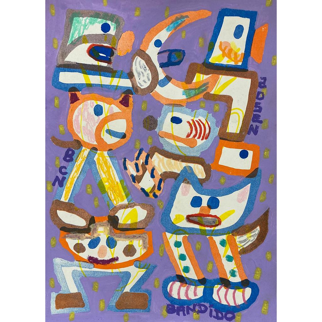 Orange, blue and purple kids