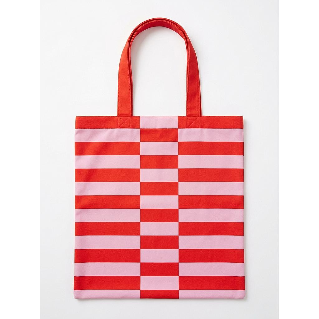 Tote clásica rayas rosa/roja